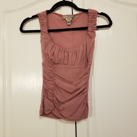 Pink Y2K Ruched Tank Top Mid Length Top Nude Women XS Vintage Feminine Girly - Picture 2 of 10